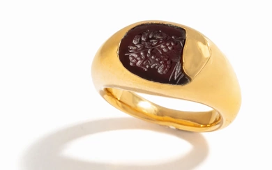 A Roman Carnelian Ring Stone with a Partial Portrait of a Roman Emperor