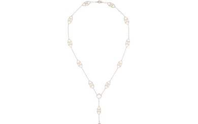 A SEED PEARL AND DIAMOND NECKLACE