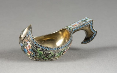 A SILVER-GILT AND CLOISONNE ENAMEL KOVSH Russian, Moscow