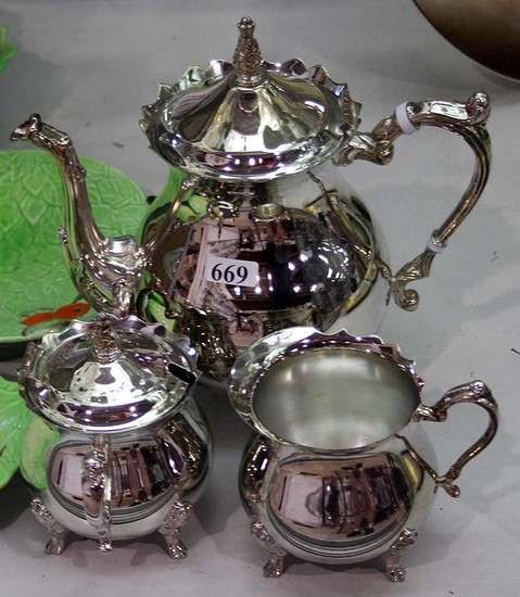 A SILVER PLATED THREE PIECE COFFEE SET