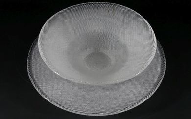 A Selection of Scandinavian Limelight Textured Art Glass, Goran Warff for Kosta Boda (2) Dia 33cm
