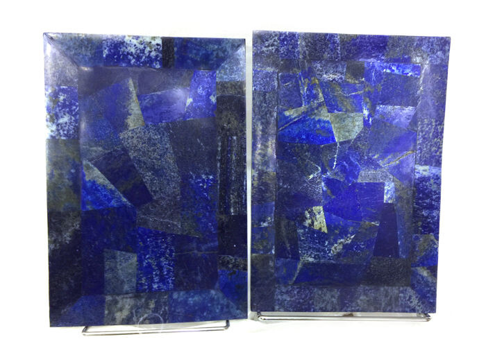 A Set of 2 Lapis Lazuli Platter - 30×21×1 cm - 3.3 kg - (2)