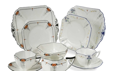 A Shelley Queen Anne 'Blue Iris' pattern tea set