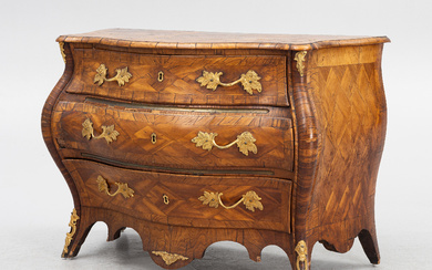 A Swedish rococo parquetry commode, Stockholm, later part of the 18th century.