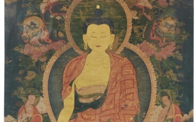 A THANGKA DEPICTING BUDDHA SHAKYAMUNI Tibet, 17th Century
