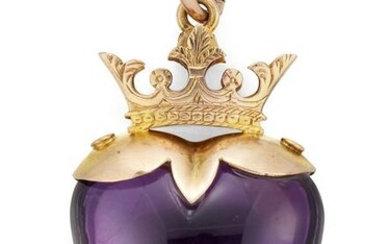 A VICTORIAN AMETHYST HEART PENDANT, the polished