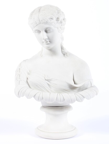 A Victorian English parian bust of the water nymph Clytie, circa 1885, probably by Copeland