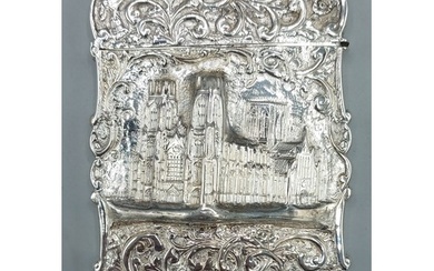 A Victorian silver card case by Nathaniel Mills, decorated i...