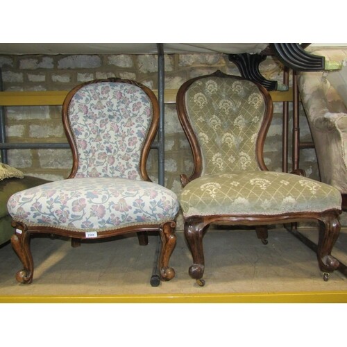 A Victorian spoon back drawing room chair with later upholst...