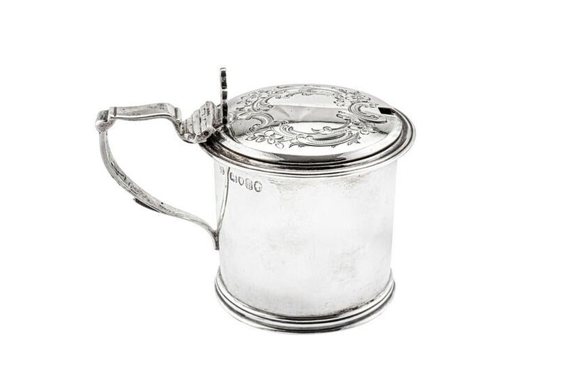 A Victorian sterling silver mustard pot, London 1865 by