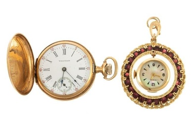 A Vintage Garnet Watch Pendant & Pocket Watch