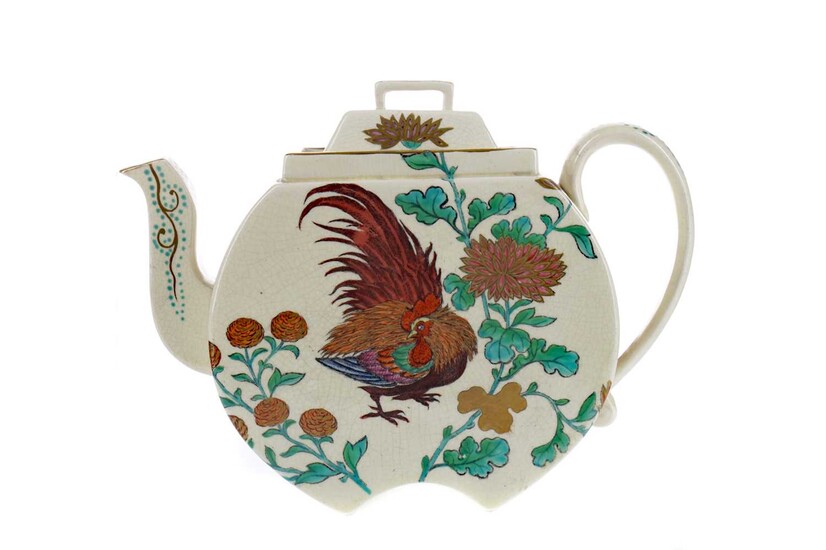 A WEDGWOOD AESTHETIC MOVEMENT EARTHENWARE TEAPOT AND COVER