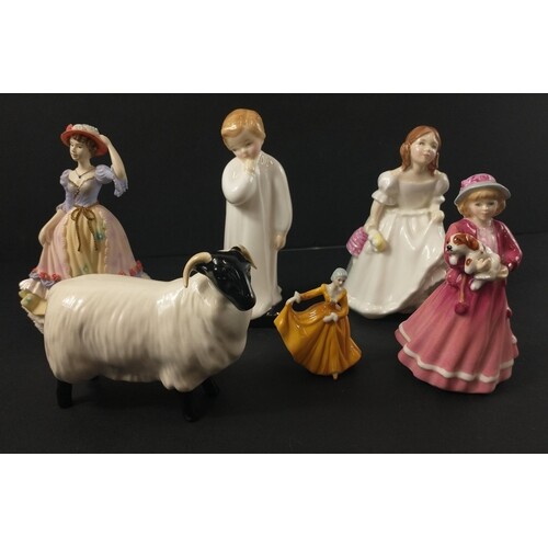 A collection of figurines to include ROYAL DOULTON a signed ...