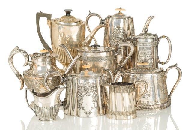 A collection of silver and silver plated...