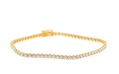 A diamond bracelet set with numerous brilliant-cut diamonds, totalling app. 1.15 ct., mounted in 18k gold. H/VVS. L. 18 cm.