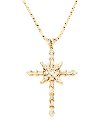A diamond cross pendant necklace