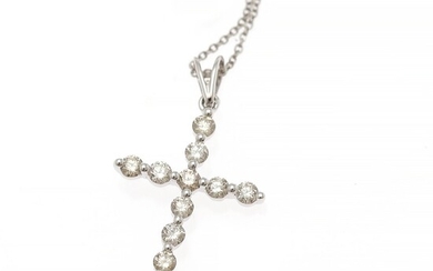 A diamond necklace set with numerous brilliant-cut diamonds weighing a total of app. 1.00 ct., mounted in 14k white gold. L. 42–44 cm.