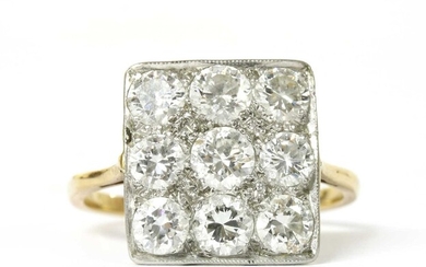 A diamond set square cluster ring