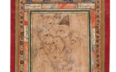 A fine drawing of five dervishes, on card [Safavid Persia (probably Isfahan), c. 1630]