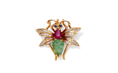 A gem-set and diamond insect brooch