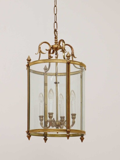A large George III-style brass hall lantern