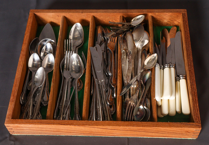 A large assortment of mixed cutlery, including 'Columbia' stainless steel...