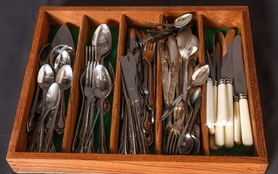 A large assortment of mixed cutlery, including 'Columbia' stainless steel...