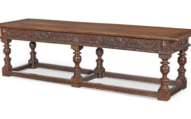 A large oak refectory table