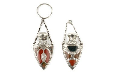 A late Victorian silver and hardstone novelty scent bottle, of...