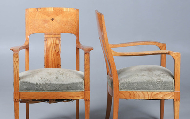 A pair of Art Nouveau armchairs, first part of the 20th century.