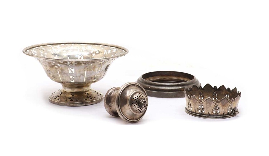 A pierced silver bowl