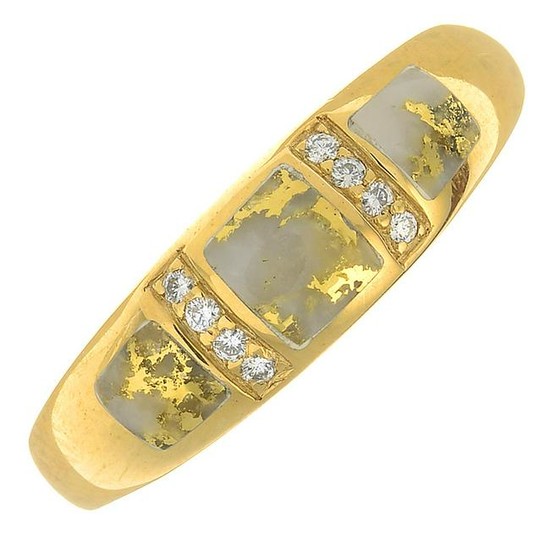 A quartz and diamond dress ring.Hallmarks for