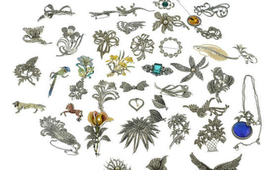 A selection of mainly marcasite costume jewellery. Many AF.