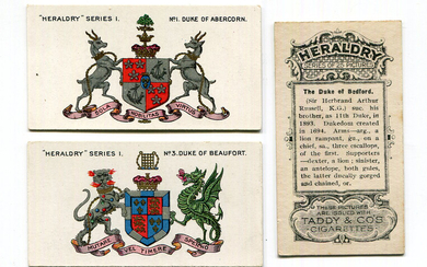 A set of 25 Taddy 'Heraldry Series' cigarette cards circa 1913.