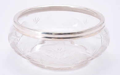A silver mounted cut glass bowl