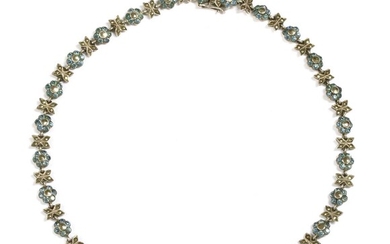 A silver paste and marcasite set necklace