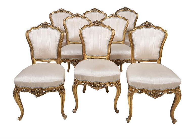 A suite of giltwood seat furniture in Louis XVI style
