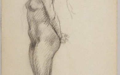 "ALEXANDER STEINLEN THEOPHILE (1859-1923) Naked woman standing, hands behind her...