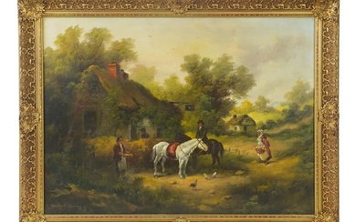 AMERICAN OIL PAINTING ON CANVAS BY HENRY T HARVEY