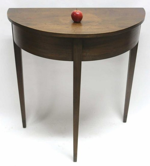 AMERICAN SOUTHERN WALNUT INLAID DEMI LUNE TABLE