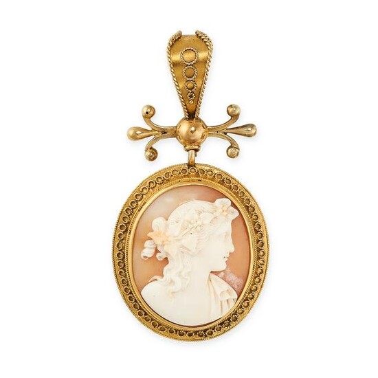 AN ANTIQUE CAMEO PENDANT, 19TH CENTURY in yellow gold