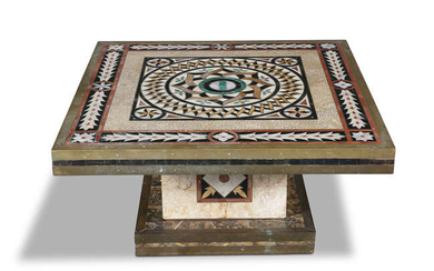 AN ART DECO PIETRA DURA MARBLE INSET OCCASIONAL...