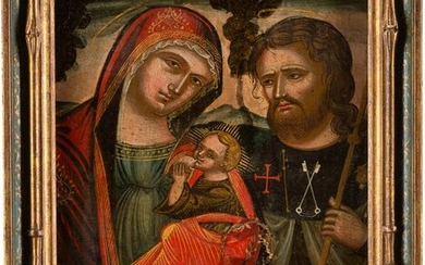 AN ICON SHOWING THE BREAST-FEEDING MOTHER OF GOD WITH