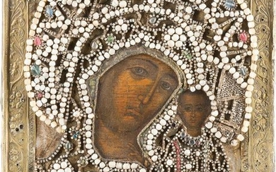 AN ICON SHOWING THE KAZANSAKAYA MOTHER OF GOD WITH AN