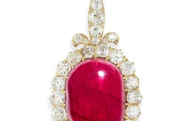 AN UNHEATED RUBY AND DIAMOND PENDANT Carbuncle