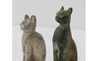 ANCIENT EGYPTIAN BRONZE CAT, 6.5cm height, together with a ...