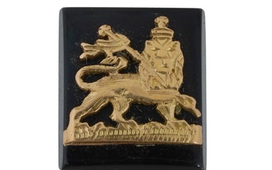 ANTIQUE FRENCH ONYX GOLD LION OF JUDAH INTAGLIO