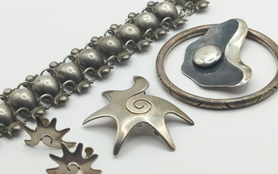 ANTONIO REINA, ENRIQUE LEDESMA, ETC; Mexican Silver Jewelry