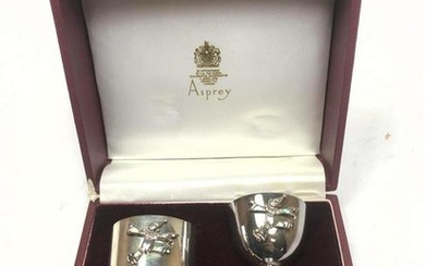 ASPREY Sterling Set with Egg Cup, Napkin Ring, Teaspoon