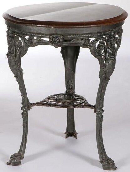 ATTRACTIVE CAST IRON AND WOOD TABLE 19TH C